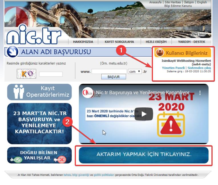 nic.tr kullanıcı girişi