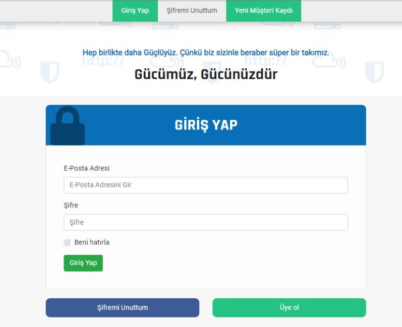 İsim Kayıt müşteri girişi