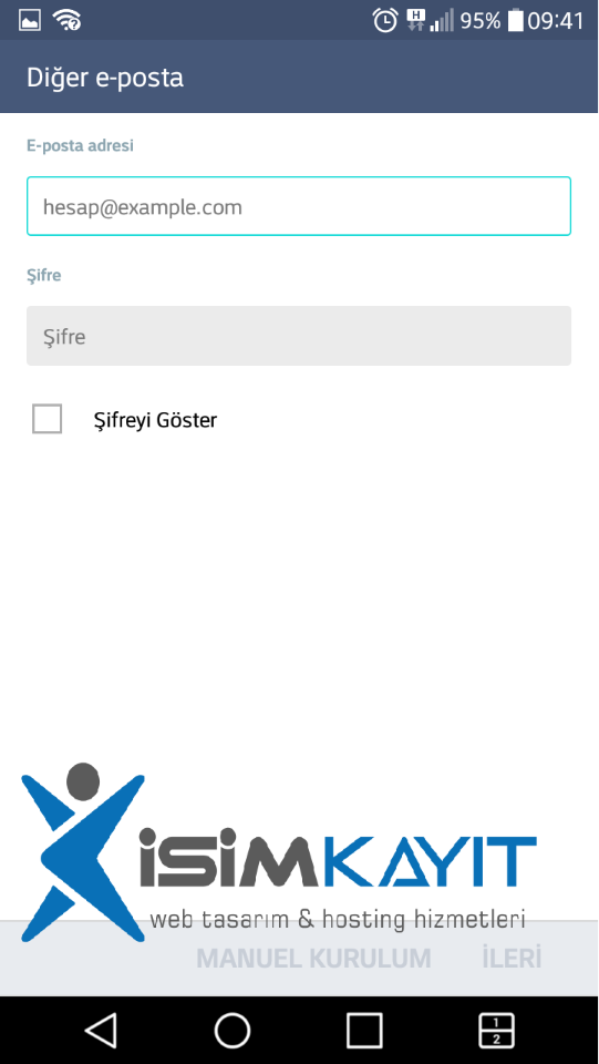 android mail kurulumu