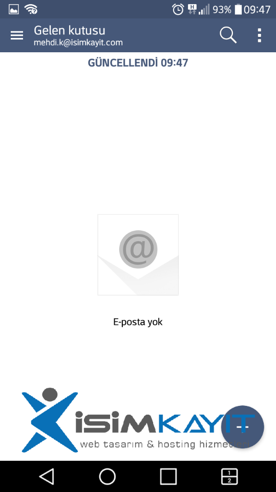 android pop3 mail kurulumu